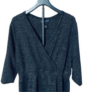 Lane Bryant Sweater Dress Black Gold Fit Flare 22/24